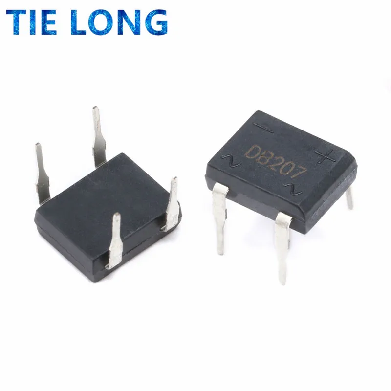 10pcs/lot diode bridge retifica DB207 DIP-4 DB207S DIP4 2A 1000V power diode rectifier 1000v electronic components