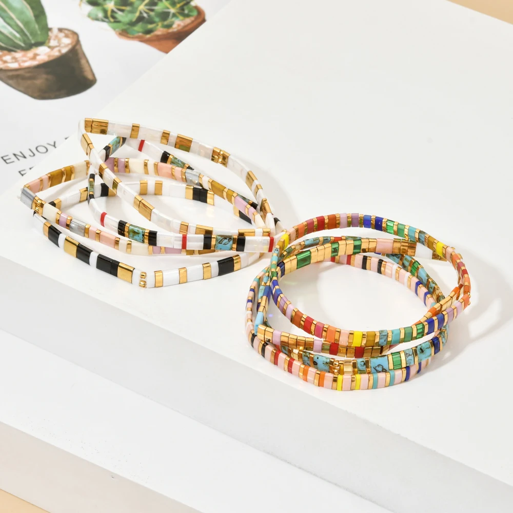 ZMZY 1PCS Sell Random Mixed Color Boho Tila Beads Miyuki Bracelet For Women Pulseiras Femme Friendship Gift Jewellery