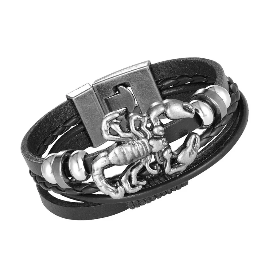 Hot Sale 2023 New Fashion Scorpion Bracelet Men Leather Bracelet Women Friends Valentine\'s Gift Jewelry Wholesale Price Pulseira