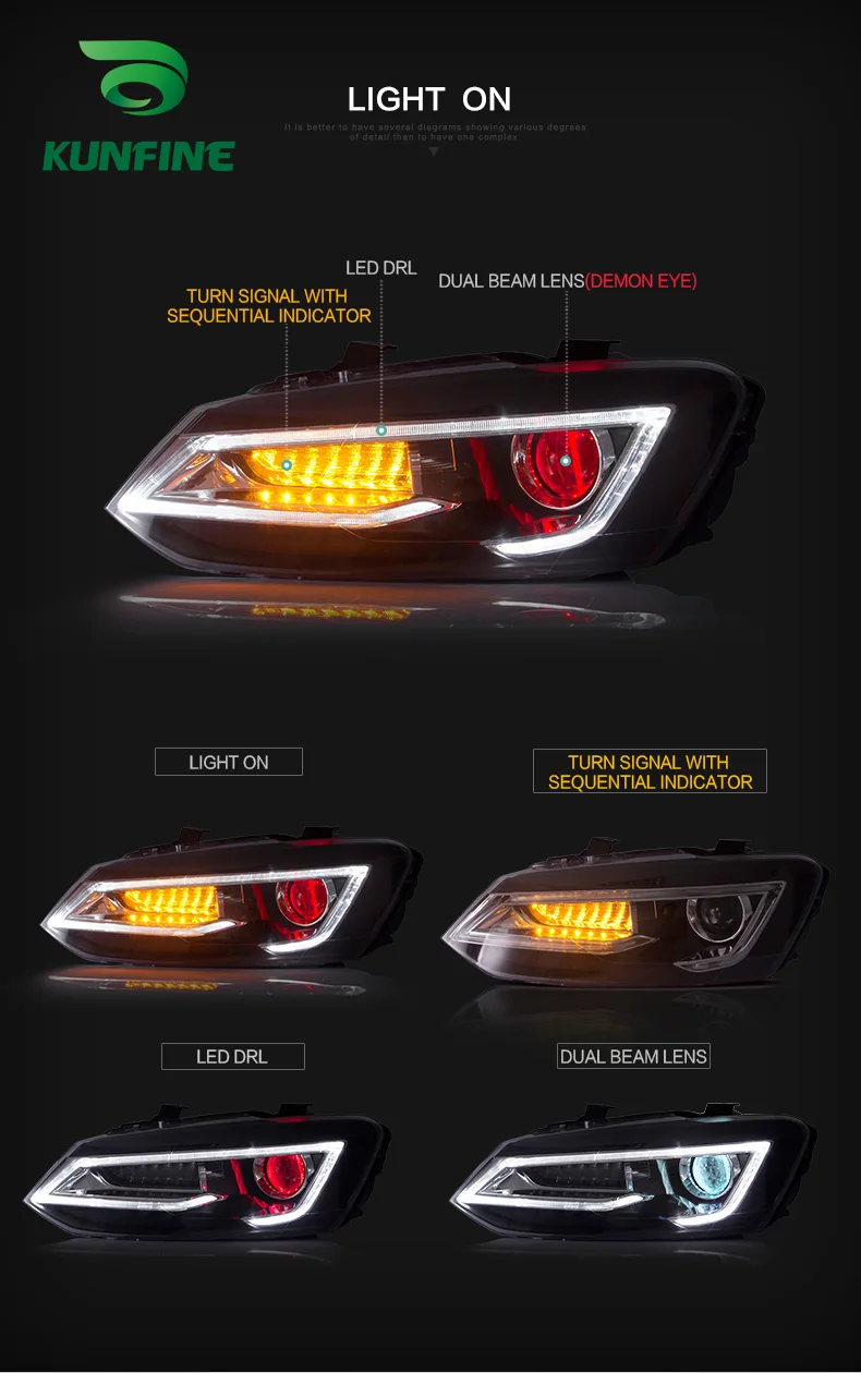 Car Styling montaż reflektorów samochodowych dla Volkswagen VW Polo mk5 2011-2017 latarka czołowa LED Car Tuning Light Parts Plug And Play