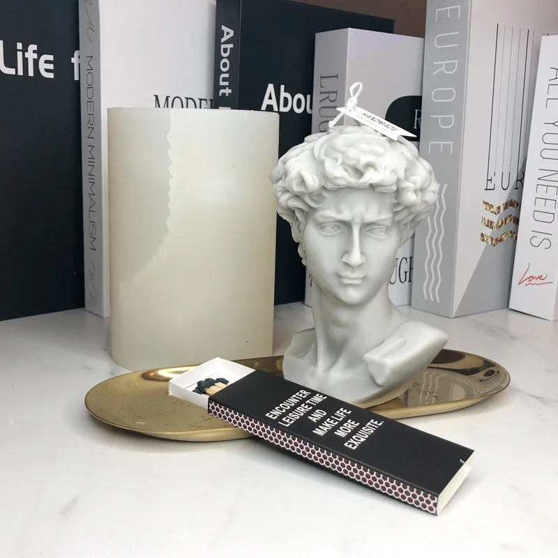 BT0012 BEAUTY 50% half 3D DIY Large size Aromatherapy Material Silicone Molds David Plaster Portrait Candle Mold