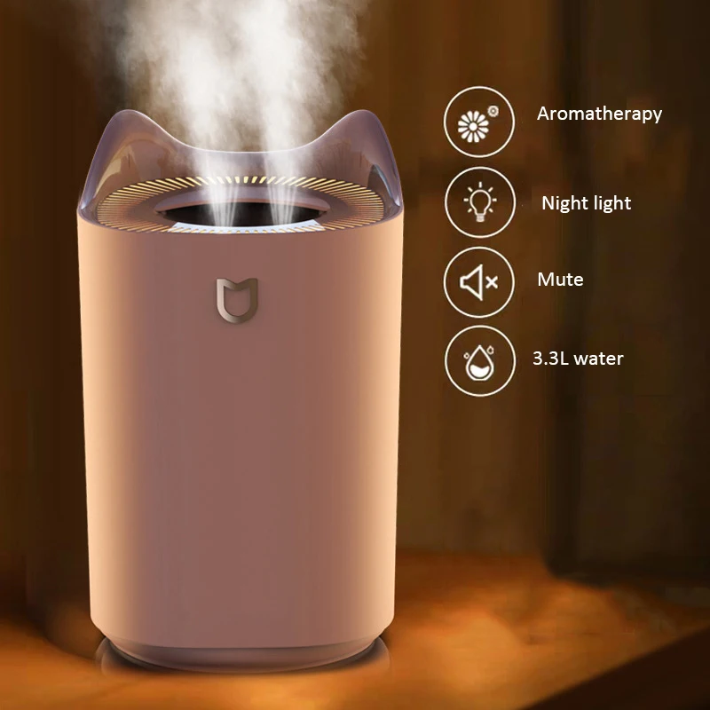 3L USB Double Nozzle Humidifier Aroma Essential Oil SDiffuser Ultrasonic Air Humidifier With Colorful Mood Lights