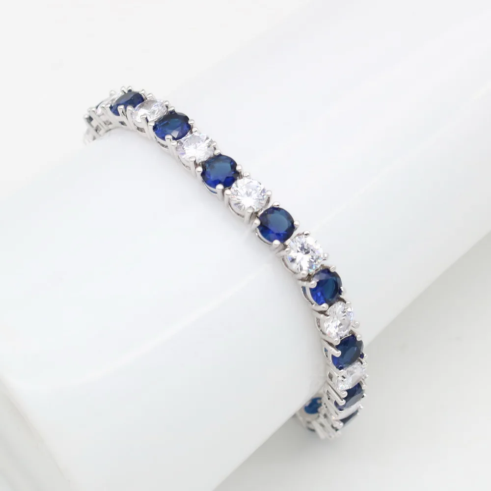 XUTAAYI Luxury Earrings 925 Silver Wedding Jewelry Sets For Women Blue Sapphire Bracelet Rings Bridal Pendant Necklace Set