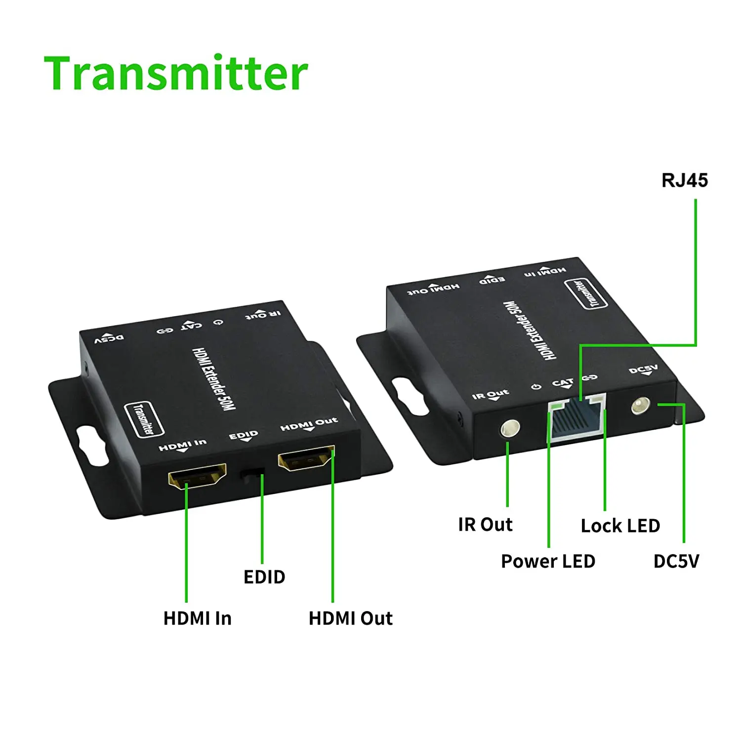 HDMI Extender by Cat5e/6 Cable, BolAAzuL 1080P 50M/164FT HDMI Extender Lossless Transmission with HDMI Loop Out&IR Amplifier POC