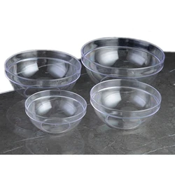 Acrylic Round Salad Bowl, Thickened Transparent Household Tableware, Food Grade Plastic Bowl, 4 PCs/Set, Cooking Tools