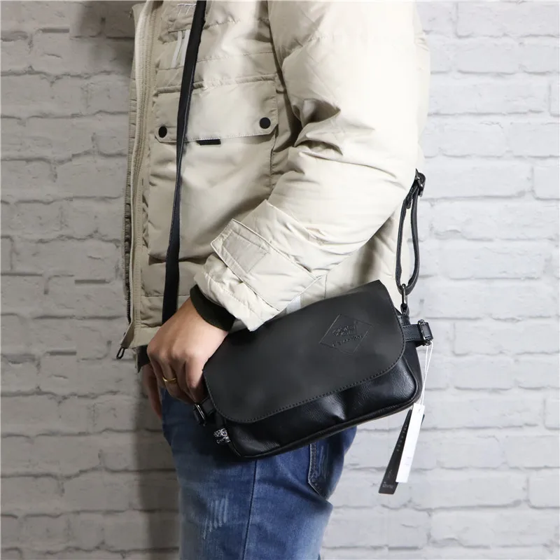 Vintage New Brand Designer Men\'s Messenger Bags Casual Crossbody Bag Small Leather Shoulder Sling Bag Daily Phone Bag