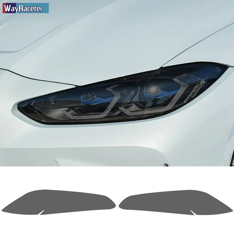 

2 Pcs M Performance Car Headlight Protective Film Front Light Transparent Smoked Black TPU Sticker For BMW M3 G80 G81 2021 2022