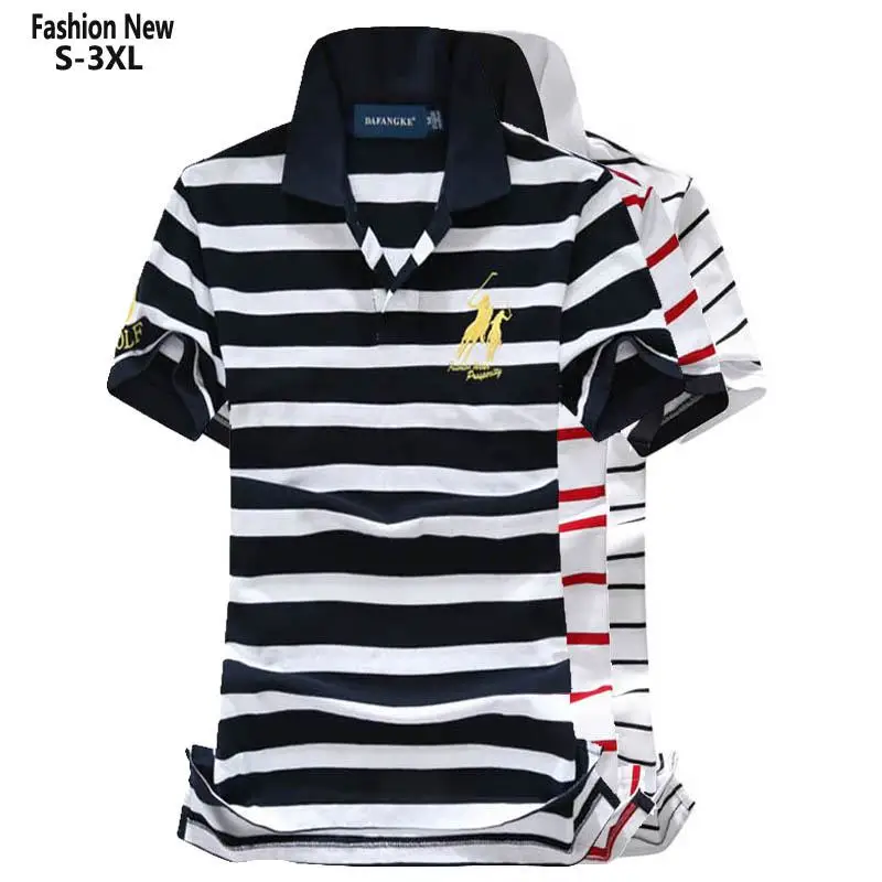 Fashion Summer Womens Polos Shirts Casual Striped Cotton Embroidery-Brand Chemise Polos Femme Lapel Sports Tees Slim Ladies Tops