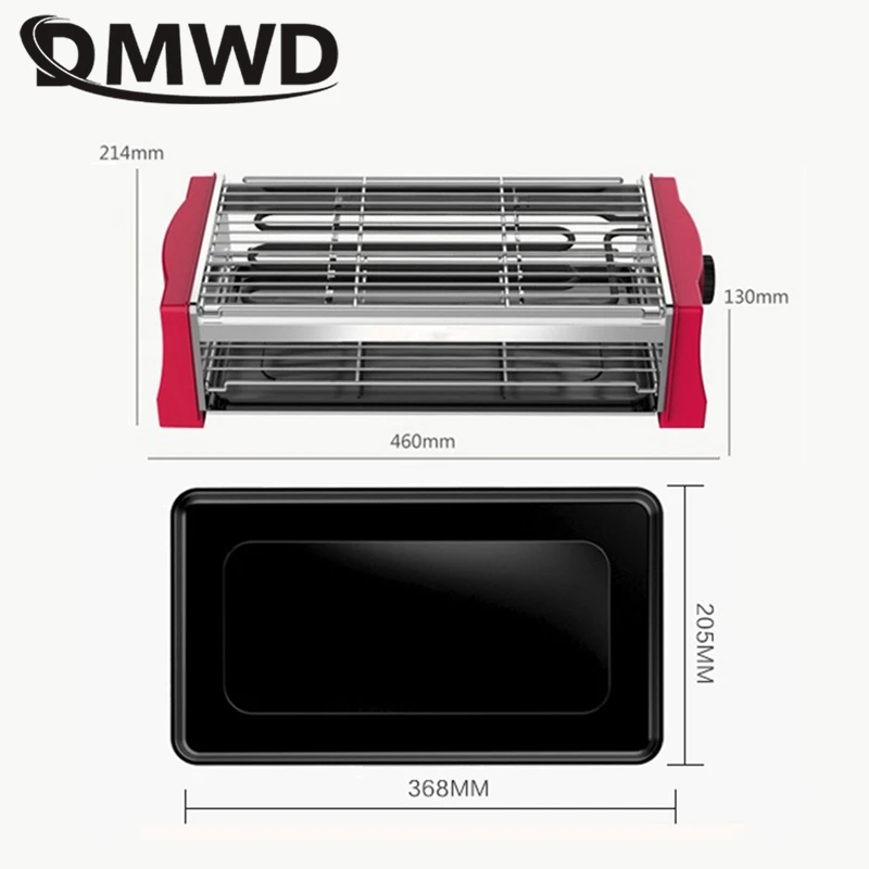 DMWD 2000W 3U rura grzewcza Grill elektryczny patelnia narzędzia do grillowania z szaszłykiem szczotka do olejowania butelka na przyprawy bezdymny