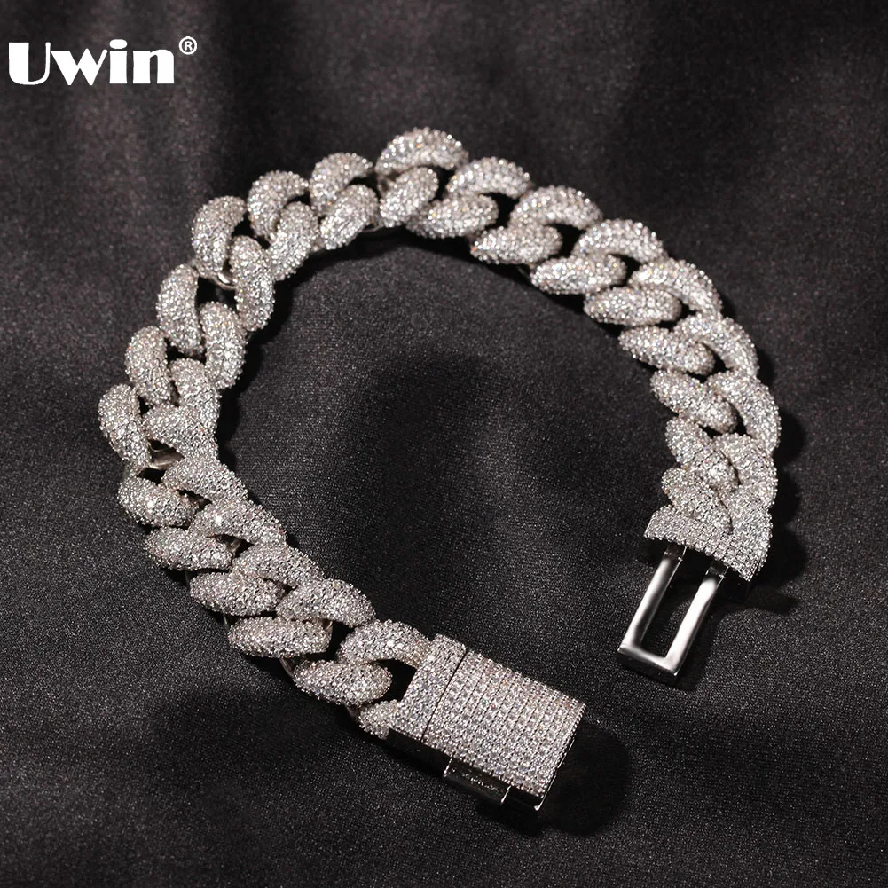 UWIN 14mm Cuban Chain Bracelet AAA Iced Out Cubic Zirconia Bracelets For Women Luxury Hiphop Jewelry Drop Shipping