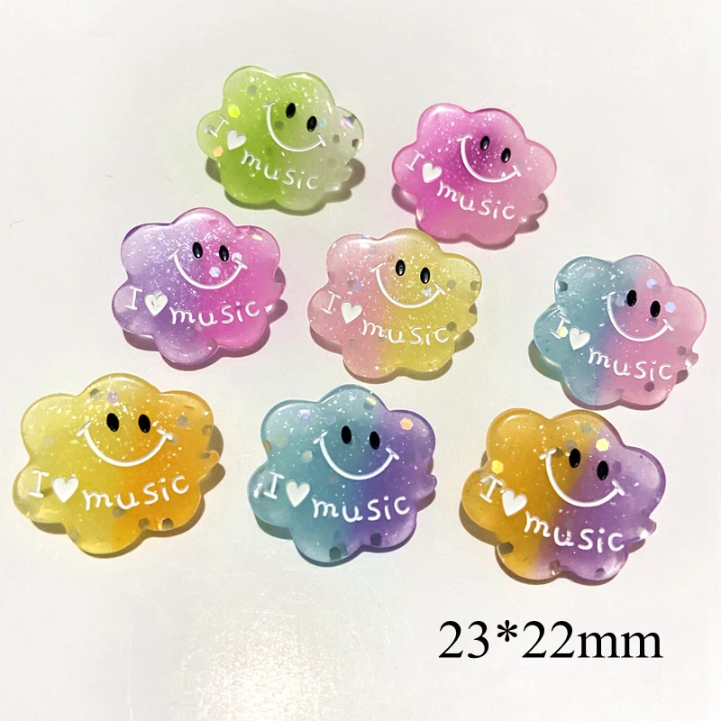 10Pcs Kawaii Cloud Plannar Resin Cartoon Smiling Face Accessories Ear Studs Jewelry Making DIY Headwear Hair Clips Bow Ornament