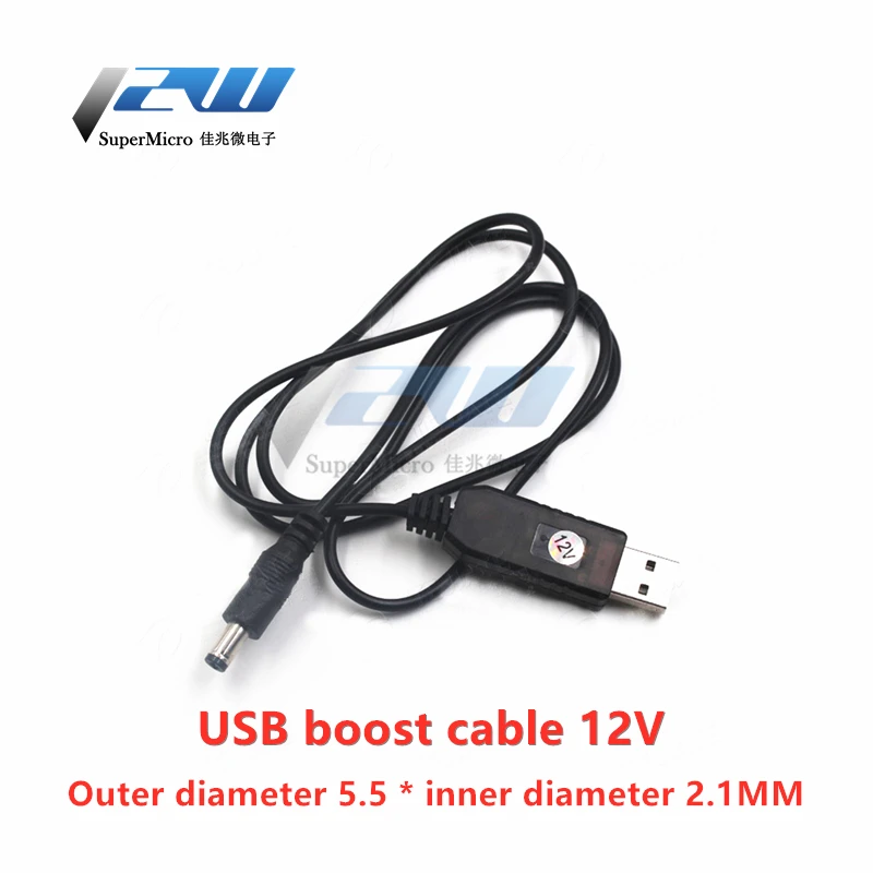 USB 전원 부스트 라인 DC 5V-DC 9V / 12V 스텝 업 모듈 USB 컨버터 어댑터 케이블, 2.1X5.5MM 플러그