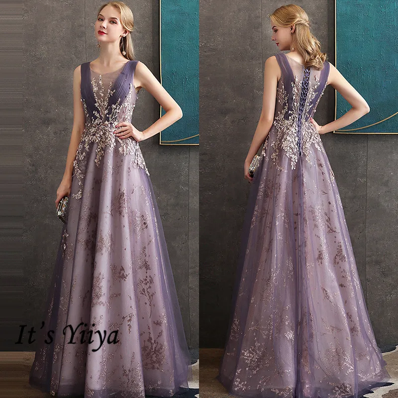 

It's Yiiya Tank Evening Dress O-Neck Sequined Floor-Length Sleeveless Evening Dress 2020 K325 A-Line Dress Woman Party