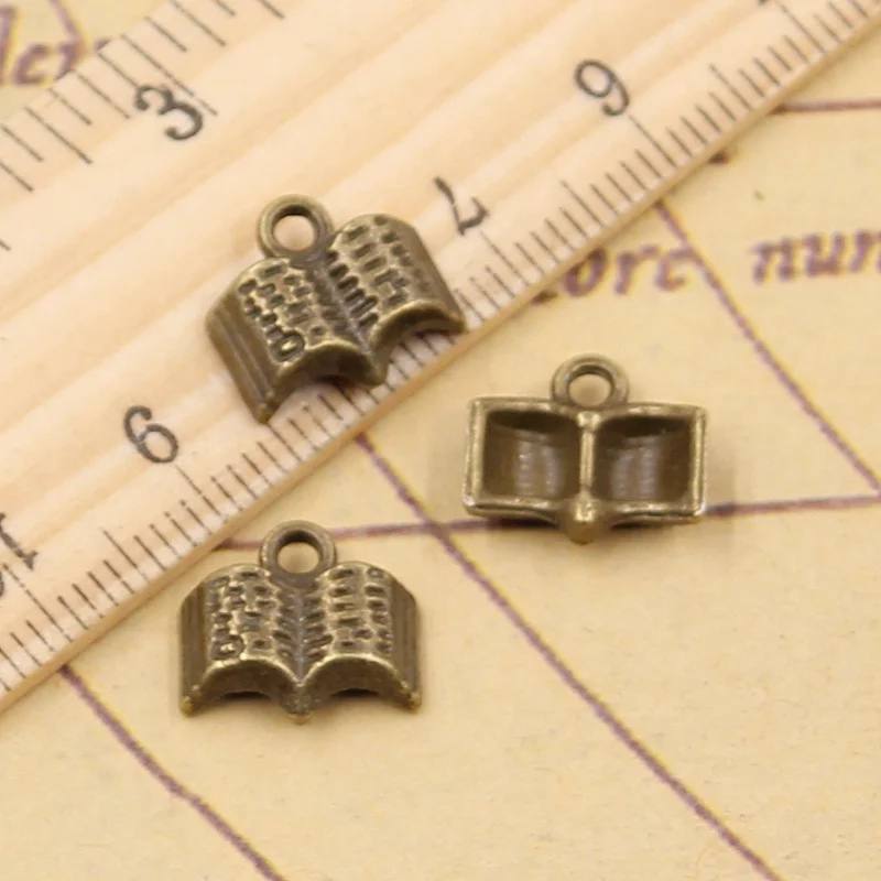 20pcs Charms Open Holy Bible Book 12x11mm Tibetan Bronze Silver Color Pendants Antique Jewelry Making DIY Handmade Craft Pendant