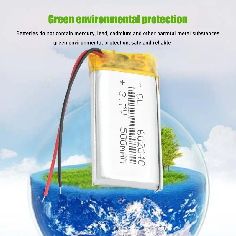 2020 Nova Chegada Hot Alta Qualidade 602040 3.7v 500mAh Alta Capacidade Recarregável De Lítio Li-po Li-polímero Li Ion Battery