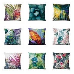 Green Plant Printed Cushion Decorative Pillow Tropical Palm Leaf  Home Pillow Decoration Almofadas Decorativas Para Sofa 45*45cm