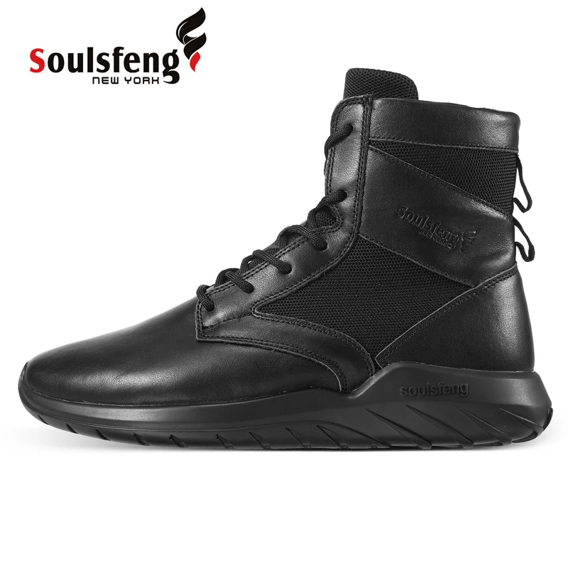Soulsfeng Fire Team Plus Size High Top Black Desert Boots Men\'s Non-Slip Lightweight Combat Boots Women\'s Leather Hiking Shoes