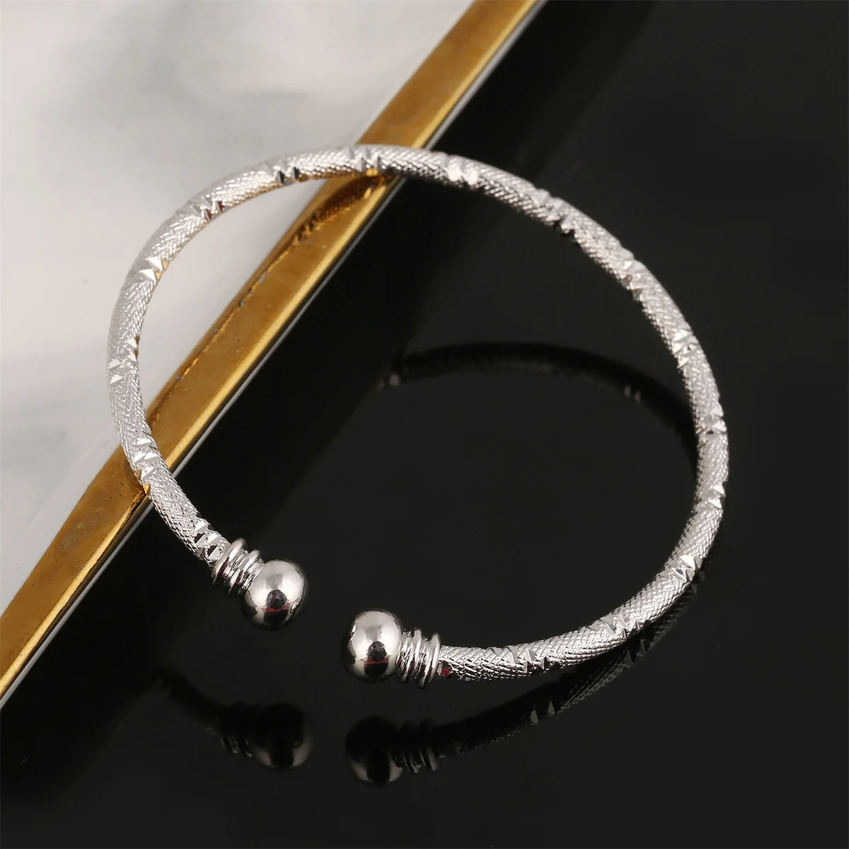 Africa Dubai Gold Silver Plated Free Size Open Bangles For Women Men Ethiopian Bracelets African Jewelry