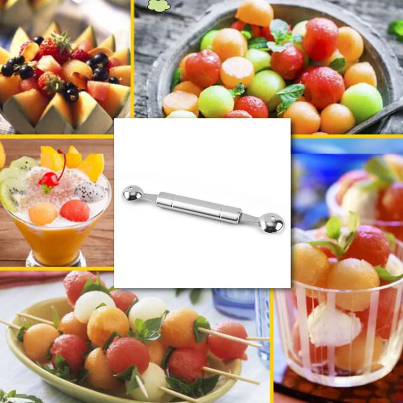 

1pcs Fruit Ball Spoon multi-function Stainless Steel Double-headed fruit Scooper Used for Diy Fruit Ice Cream Decoration Plate