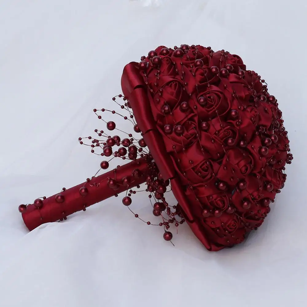 

Rose Flowers Wedding Bouquet Pearl Decoration Bride Princess Artificial Holding Bridal Wedding Bouquets