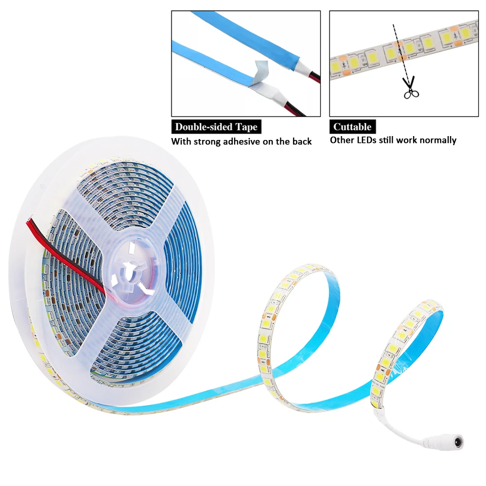 12V LED Strip Light SMD 5050 5054 120LED/m 60LED/m Waterproof Flexible Tape 1m 2m 3m 4m 5m Warm White Red Green Blue String