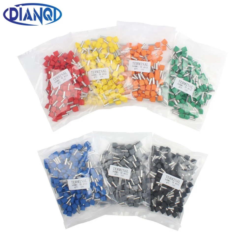 Dianqi TE4012 Twee Pre-Geïsoleerde Pijp-Vormige End Koudgeperste Terminals/Kabel Connector/Connector 100 stks/pak