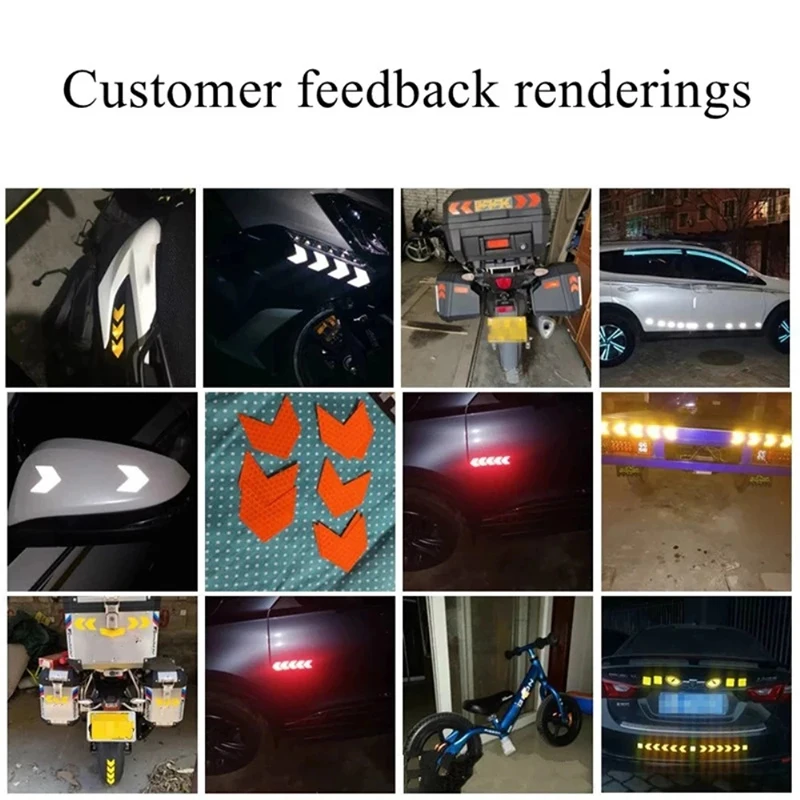 10 Pcs Car Reflective Sticker Warning Arrows Decoration Decals Car Motorcycle Tail Bar Bumper Sticker for Traffic Safety Mark