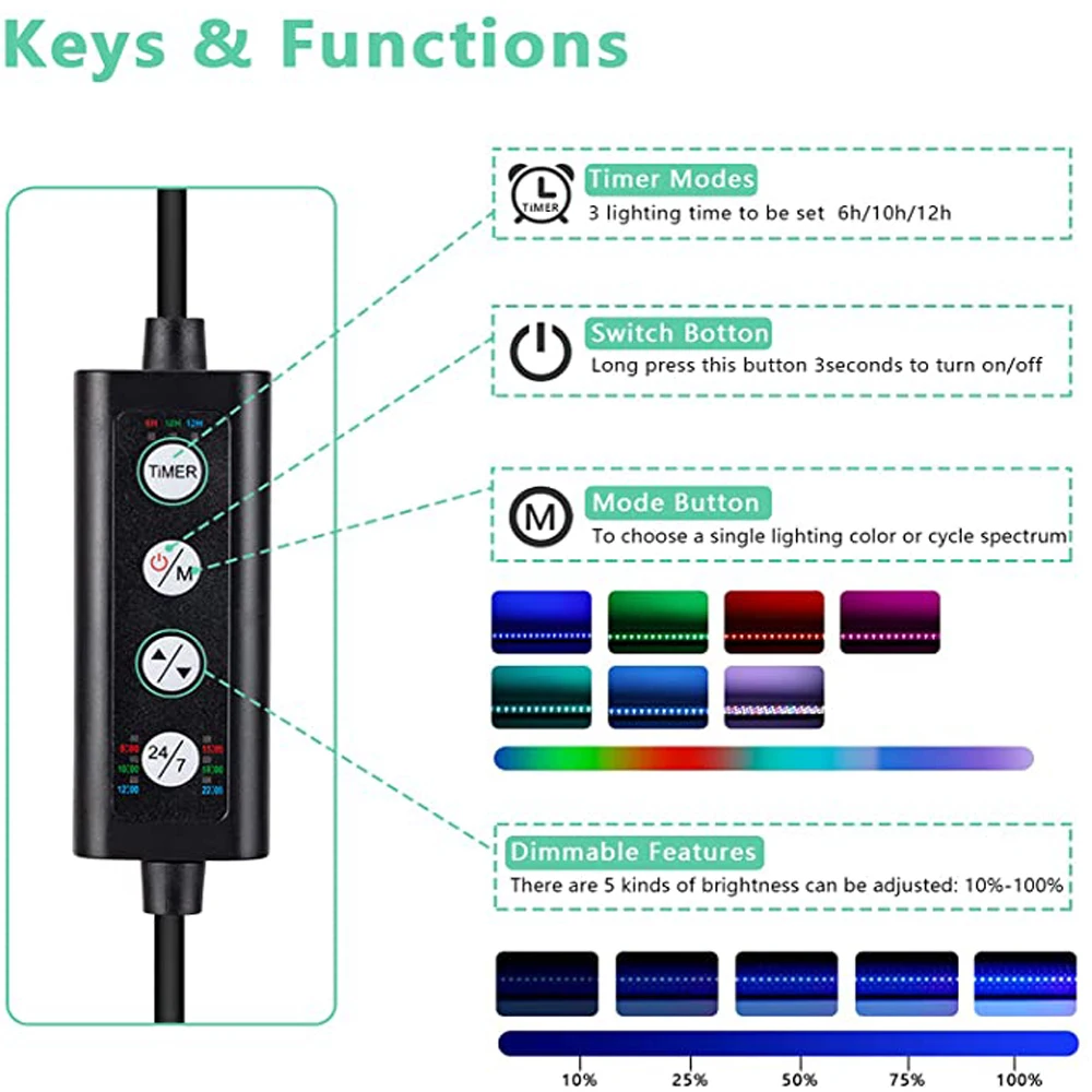 Imagem -04 - Clip on 24 Aquário Luz Led 14w Nascer do Sol-luz do Dia-modo de Luar e Modo Faça Você Mesmo Tanque de Peixes Luz de Aquário 2023