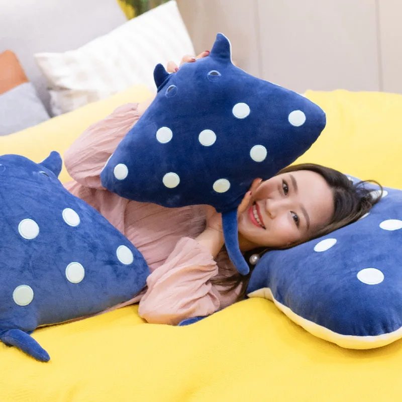 Home Decoration New Fish Pillow Simulation Marine Creature Sea Fish Doll Plush Toy Cushion Large Bat Fish Toy Girls Like Filling