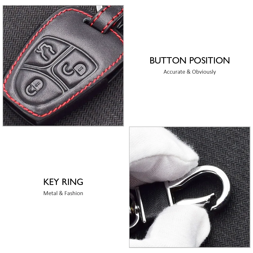 Leather Car Key Cover For Mercedes Benz C E G M R S Class 2000 2001 2002 2003 2004 2005 Smart Remote Control Fobs Protector Case - Image 4
