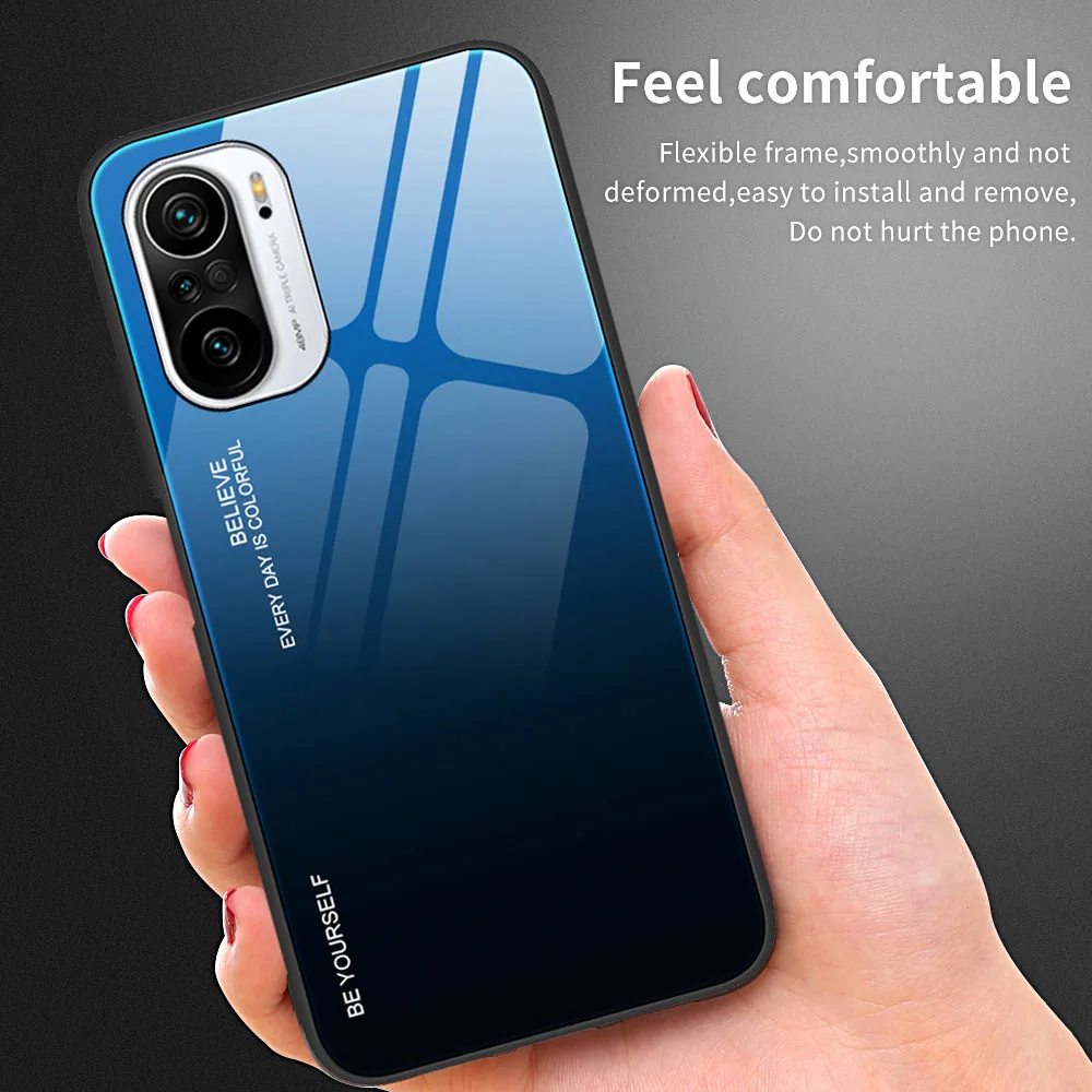 Luxury Gradient Phone Case For Xiaomi Poco F3 X3 NFC X3 X5 Pro Tempered Glass Cover For Poco X 3 NFC X3 X 5 Pro Hard Case Coque