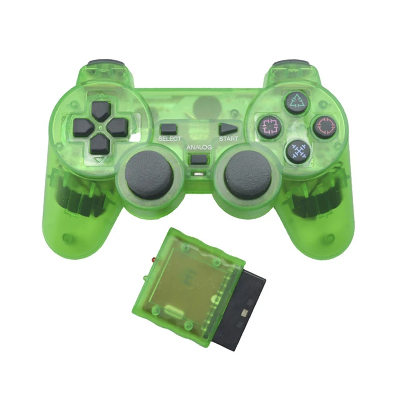 Transparante kleur draadloze gamepad voor PS2 2.4G vibratiejoystick Bluetooth-controller compatibel voor PlayStation 2 Joypad