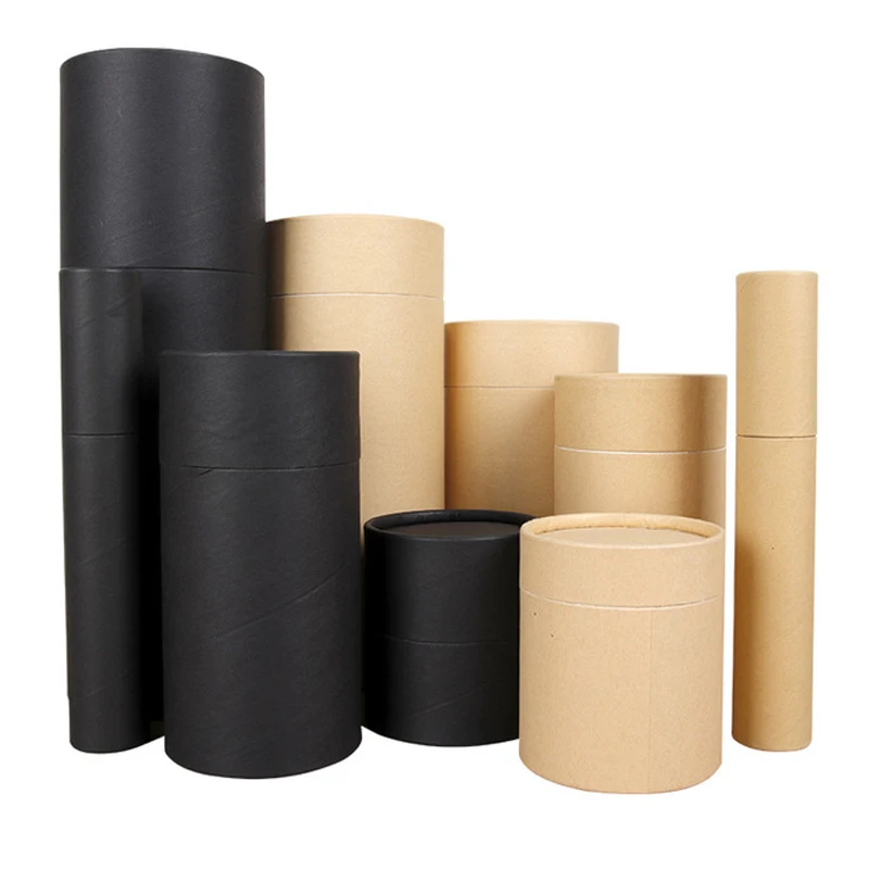 

Black Kraft Cardboard Tube for Perfume Bottles ,Pencil Boxes, Small Gift Container with Lid Can Customized, 10 PCs/Lot