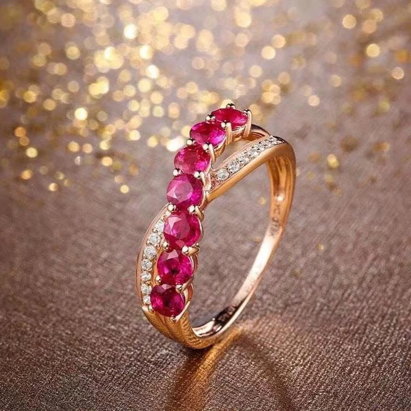 Trendy Natural Myanmar Ruby Engagement Ring Women 100% 925 Sterling Silver Gemstone Ruby Adjustable Ring Wedding Fine Jewelry