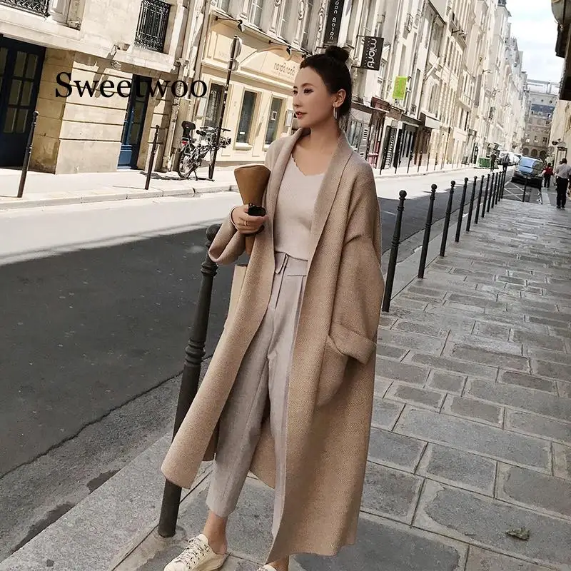 

Winter Elegant Coats Loose knit Cardigan Woolen Sweater Oversized Extra Soft High-end Cardigan Knitting Coat for Women