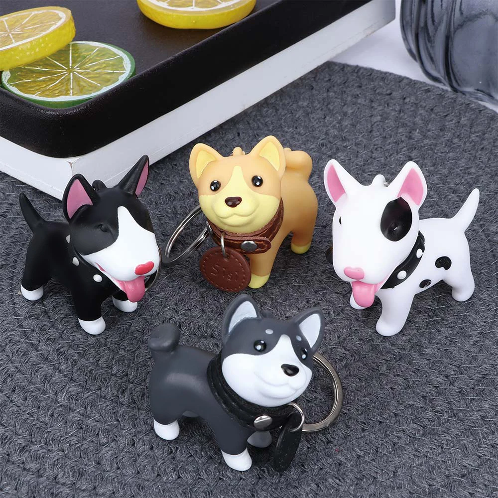 1PC Cute Dog Keychain Figure PVC Doll Toys Key Ring Holder Shiba Inu Bull Terrier Excellent Gift for Car Accessories