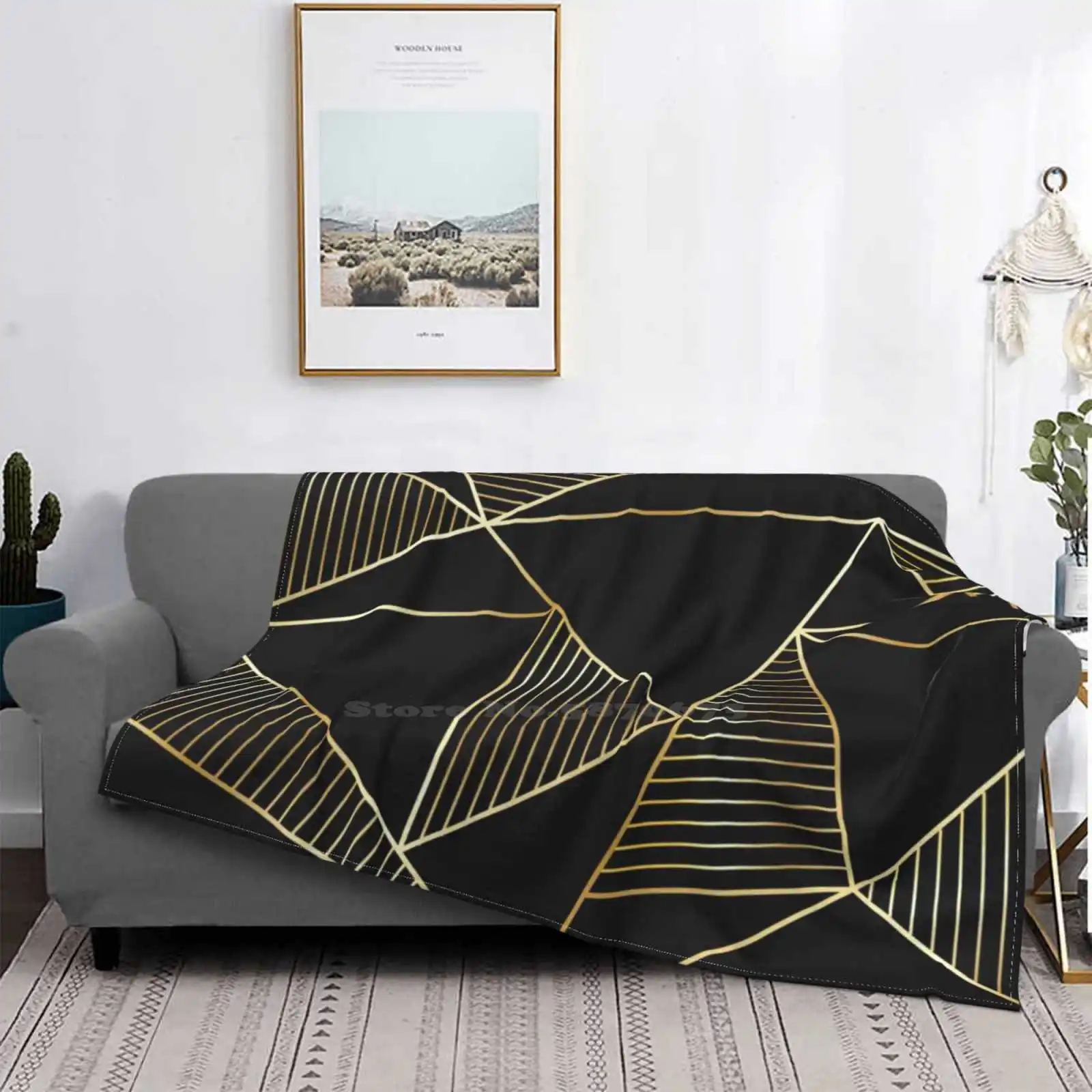 Gold Black Polygon Es Trend Style Funny Fashion Soft Throw Blanket Luxury Trendy Ele Rich Professional Modern Clean Executive