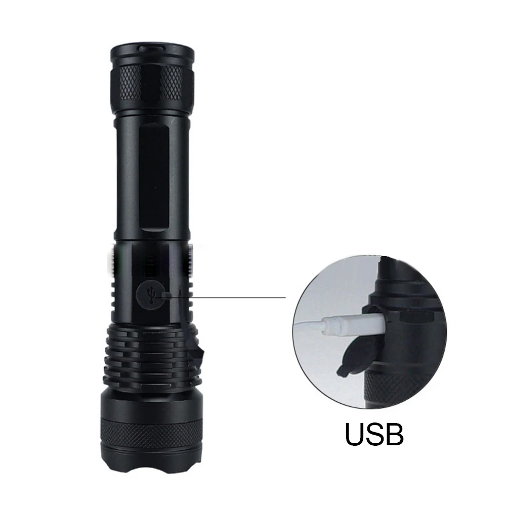 LED Flashlight Telescopic Zoom XHP70 XHP50 200000LM USB Rechargeable 18650 Super Bright Flashlight Tactical Torch