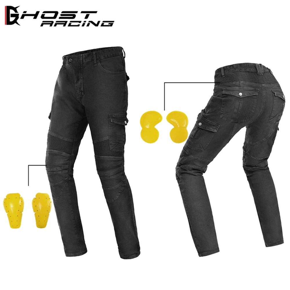 

GHOST RACING Motorcycle Riding Jeans With Armor Knee Hip Pads Motocross Racing Pants Protective Pants Motorbike Cycling Trousers