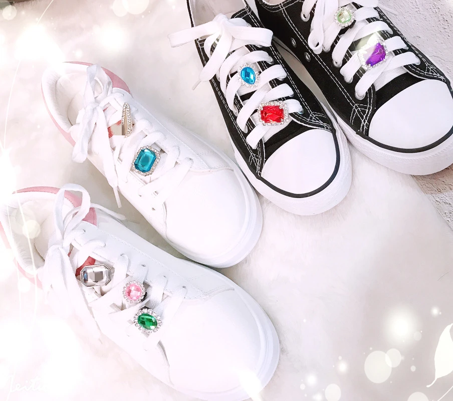 1 Pc Shiny Rhinestone Heart Shoelace Clips Bling Decorative Shoe Charms Buckle Fashion Shoe Accessories for Kids Women Sneakers