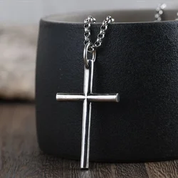 S925 Sterling Silver Minimalist Bright Cross Pendant for Wome Men Lover Real Silver Fashion Christian Jewelry Chain Accessories