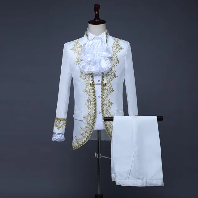 Renaissance Victorian Men Boy Prince King Costume Palace Medieval Costume Kids Fancy Halloween Cosplay Noble Retro Jacket Pants