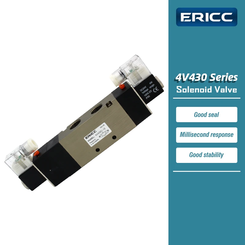 4V430-15 Series 5 port 3 position Solenoid valve normally closed 4V430-15 AC220V DC12V DC24V AC110V with 8mm 10mm 12mm Fitting