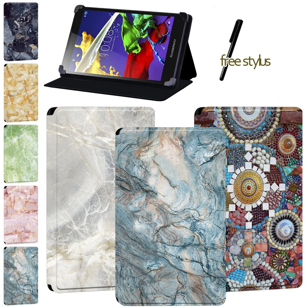 

Marble Series Tablet Case Fit Lenovo Tab 2 A8/A7-10/A7-10F/A10-70/Tab 3 7 Essential/Tab 3 10.1/Tab 4(8/8 Plus/10 /10 Plus) + Pen