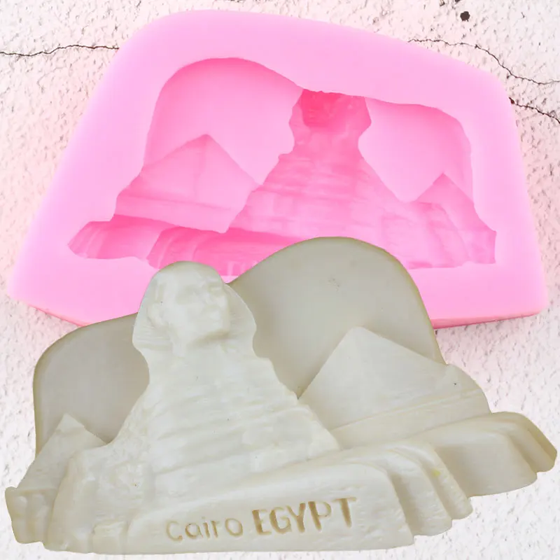 Egypt Pyramid Sphinx Silicone Molds DIY Party Fondant Cake Decorating Tools Soap Polymer Clay Candy Chocolate Gumpaste Moulds