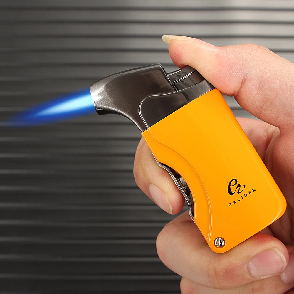 Galiner Cigar Torch Lighter Gas 1 Jet Butane Turbo Lighter Cigar Punch Cutter Smoking Accessories Cigar Lighter Outdoor