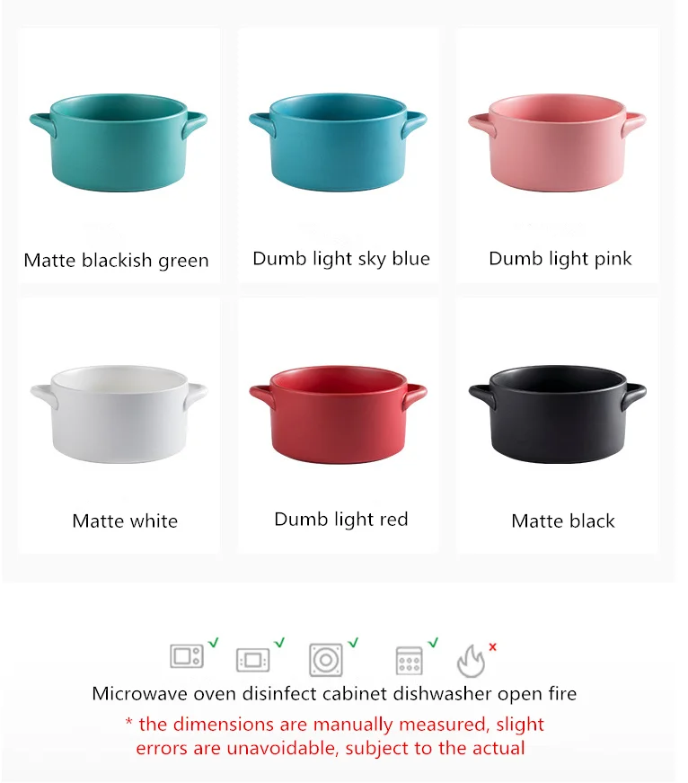 

Nordic binaural ceramic soup pot household ceramic oven suitable for soup pot soup salad kitchen tableware