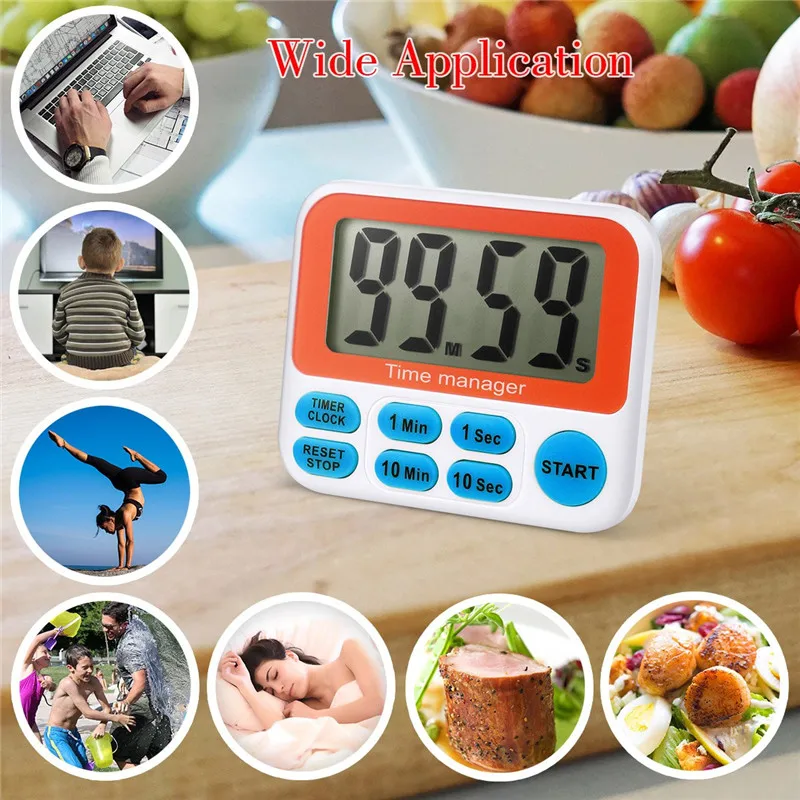 Digital Kitchen Timer Magnetic Kitchen Timer Large LCD Display Screen Cooking Timer Clock Timer with Loud Alarm Countdown Clock