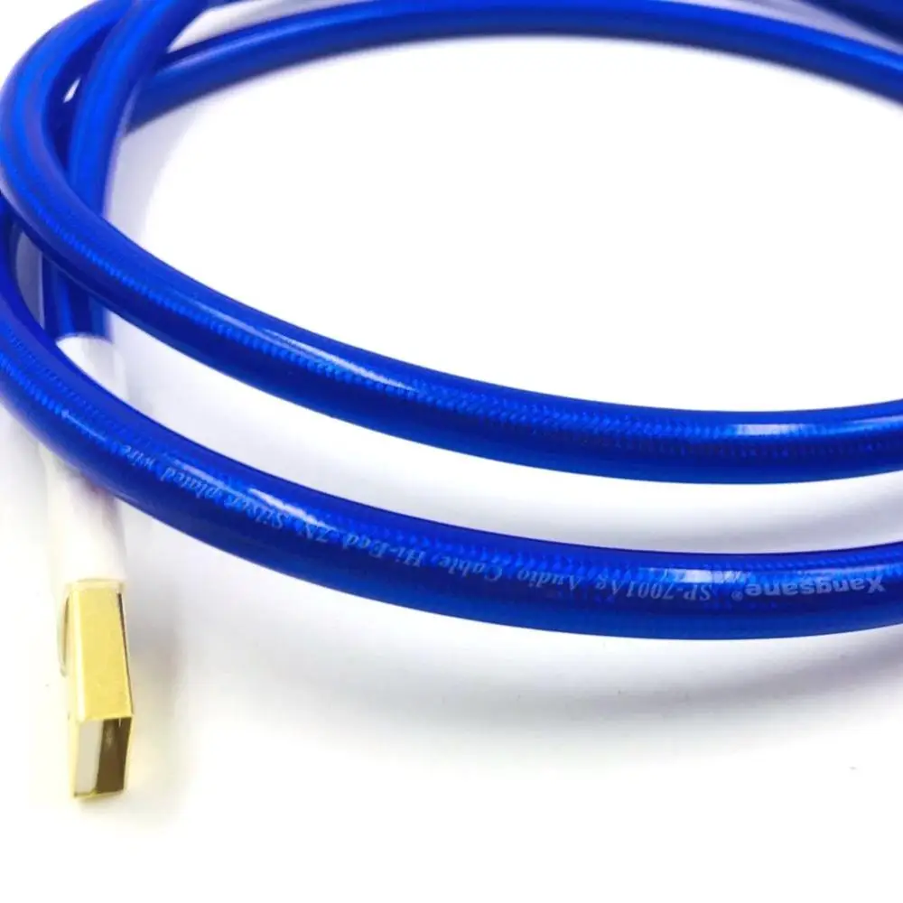 TOP-HiFi 7nOCC plateado trenzado USB 2,0 tipo A B Cable de interconexión macho tarjeta de sonido USB DAC toUSB cable de Audio Digital