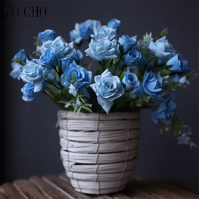 YO CHO Artificial Flowers Bouquet Beautiful Silk Roses Wedding Home Table Decor Arrange Fake Plants Valentine's Day Present